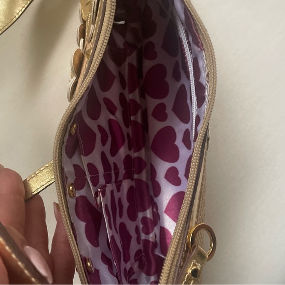 Guess Gold and Tan Mini Bag with Floral Accents - Picture 8 of 8